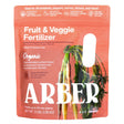 Packaging of the Organic Arber Fruit and Veggie Fertilizer, 3 pound package that shows it feeds up to 30 new plants and is a 4-3-2 blend