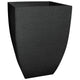 Sleek black modern square planter with a textured finish and slightly curved sides.