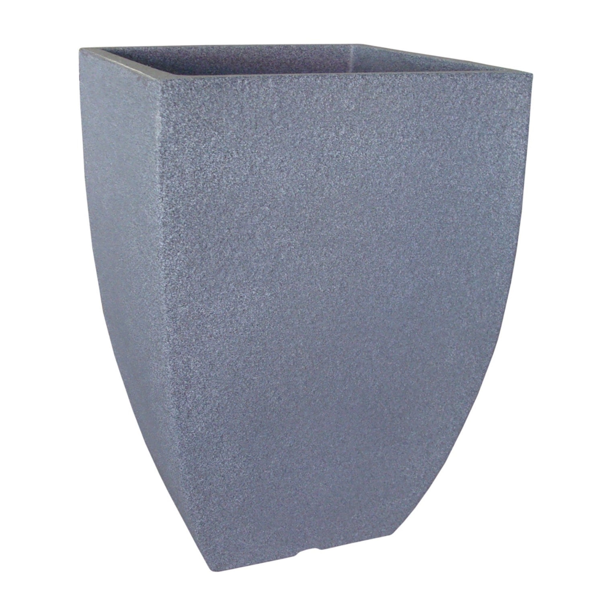 Sleek black 'Lead' modern square planter with a textured finish and slightly curved sides.